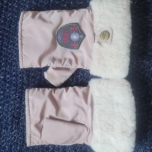 UGG Women's Gloves that are beige with cream colored fur trim.
